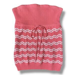 Guess Strapless Knit Top Womens Size M Striped‎ Pink White Y2K